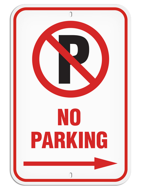 No Parking Symbol with Right Arrow Aluminum Reflective Parking Sign (12 in x 18 in) (Pack of 20) | Incom Signs | All Safety