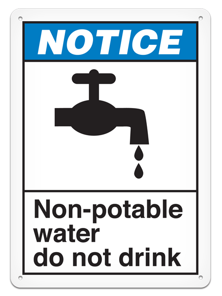 NOTICE NON-POTABLE WATER DO NOT DRINK ANSI style Safety Sign (10in x 14in) (Pack of 15) | Incom Signs | All Safety