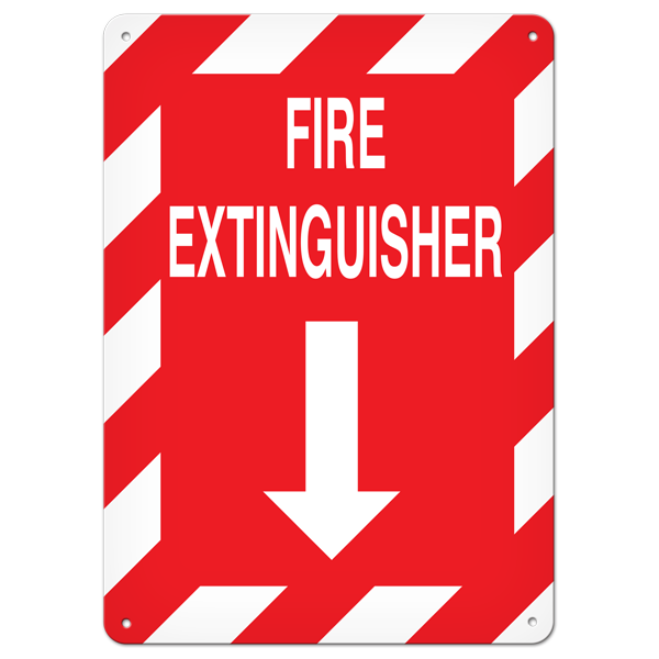 FIRE EXTINGUISHER with Arrow Fire Safety Equipment Safety Sign (10 in X 14 in) | Incom Signs | All Safety