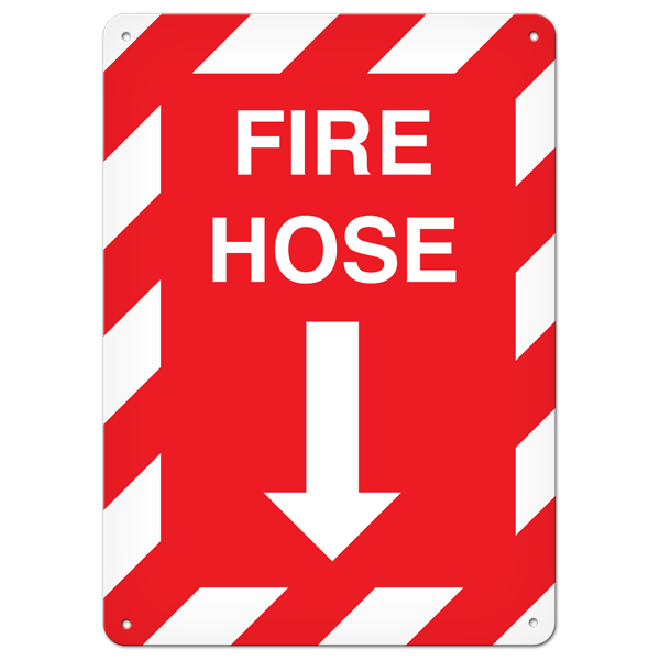 FIRE HOSE with Arrow Fire Safety Equipment Safety Sign (10 in X 14 in) | Incom Signs | All Safety