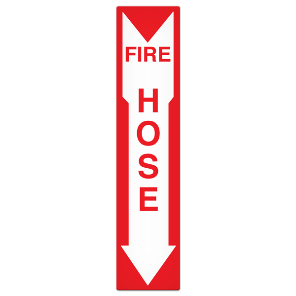 FIRE HOSE with Arrow Fire Safety Equipment Safety Sign (4 in x 18 in) | Incom Signs | All Safety