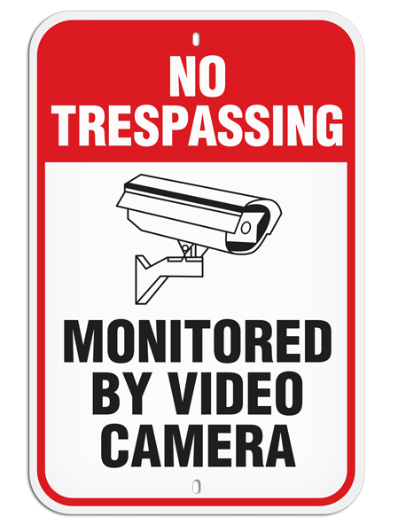 NO TRESSPASSING MONITORED BY VIDEO CAMERA Aluminum Reflective Parking Sign (12 in x 18 in) | Incom Signs | All Safety
