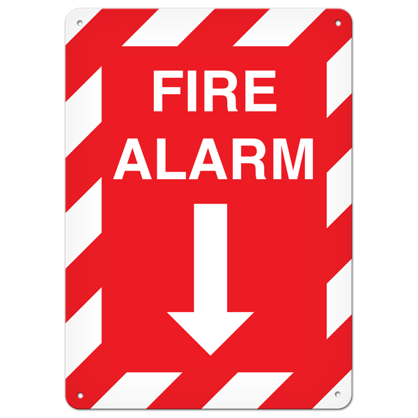 FIRE ALARM with Arrow Fire Safety Equipment Safety Sign (10 in X 14 in) | Incom Signs | All Safety