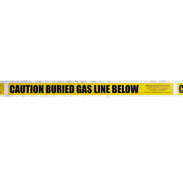 CAUTION BURIED GAS LINE BELOW Yellow/Black Detectable Underground Utility Marking Warning Roll Tape (1,000 ft) | Incom Signs | All Safety