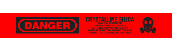 Red/Black DANGER CRYSTALLINE SILICA Barricade Message Safety Tape (3 in x 1,000 ft) 12 /case | Incom Signs | All Safety