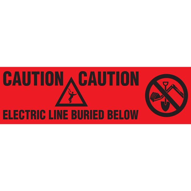 CAUTION BURIED ELECTRIC LINE BELOW Marking Warning Roll Tape (3 in x 1,000 ft) 6 /case | Incom Signs | All Safety