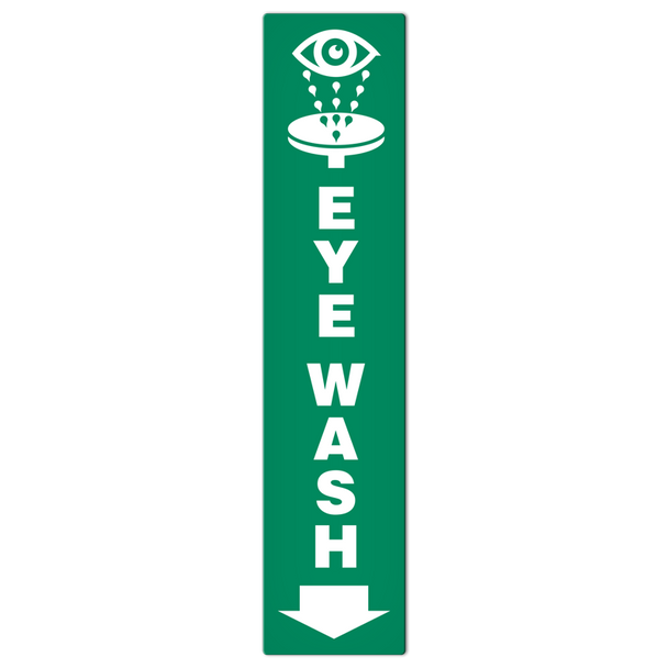 EYE WASH with Arrow First Aid Equipment Safety Sign (4 in x 18 in) (Pack of 28) | Incom Signs | All Safety