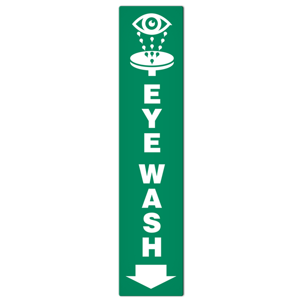 EYE WASH with Arrow First Aid Equipment Safety Sign (4 in x 18 in) | Incom Signs | All Safety