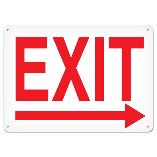 EXIT with RIGHT ARROW Egress Marking Safety Sign (10 in X 14 in) | Incom Signs | All Safety