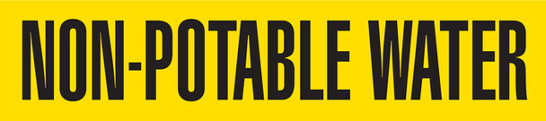 NON-POTABLE WATER Black on Yellow Pipe Marker Adhesive Labels on a roll (2 in x 54 ft) | Incom Signs | All Safety