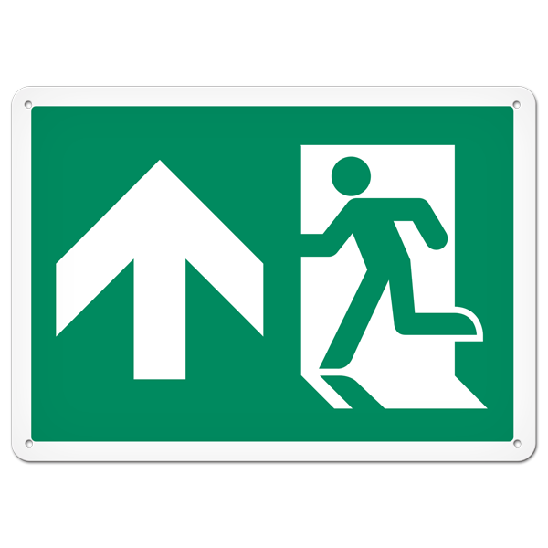 RUNNING MAN with UP ARROW Egress Marking Safety Sign (10 in X 14 in) (Pack of 15) | Incom Signs | All Safety