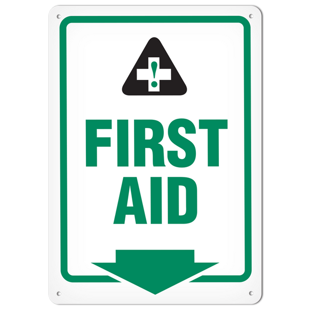 FIRST AID First Aid Equipment Marking Safety Sign (10 in X 14 in) (Pack of 15) | Incom Signs | All Safety