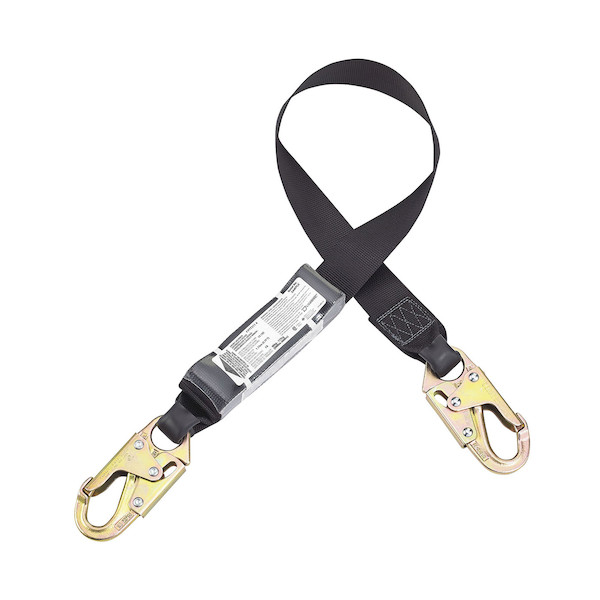 Polyester Fixed Single-Leg Lanyard with Energy Absorber and Two Snap Hook Connectors - 1.75" wide | Dynamic Safety | All Safety