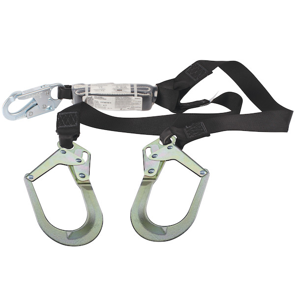 Polyester Fixed and Continuous Y-Lanyard with Energy Absorber, Snap Hook and Rebar Hook Connectors - 1.75" | Dynamic Safety | All Safety