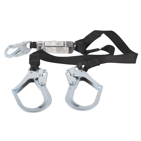 Polyester Web Fixed Y-Lanyard with Energy Absorber, Small Snap Hook and Two Large Snap Hook - 1.75" wide polyester webbing | Dynamic Safety | All Safety