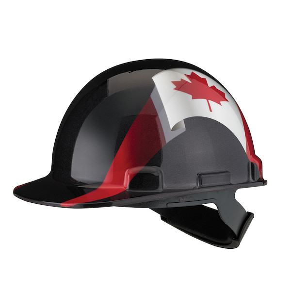 Cap Style Hard Hat, Canada Flag Wrap, with Lightweight Polycarbonate/ABS Shell, 4-Point Nylon Suspension | Dynamic Safety | All Safety
