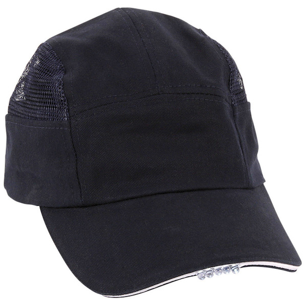 Baseball Style Bump Cap with Protective Liner and Adjustable Back, Integrated LED Light (Pack of 16) | Dynamic Safety | All Safety