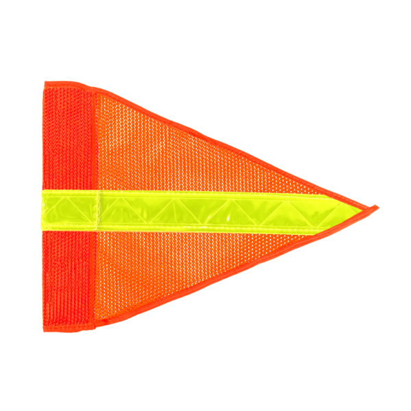 Heavy Duty Orange Mesh Pennant Safety Flag (Yellow Stripe) - 12"x9" | Driver Industrial Safety | All Safety