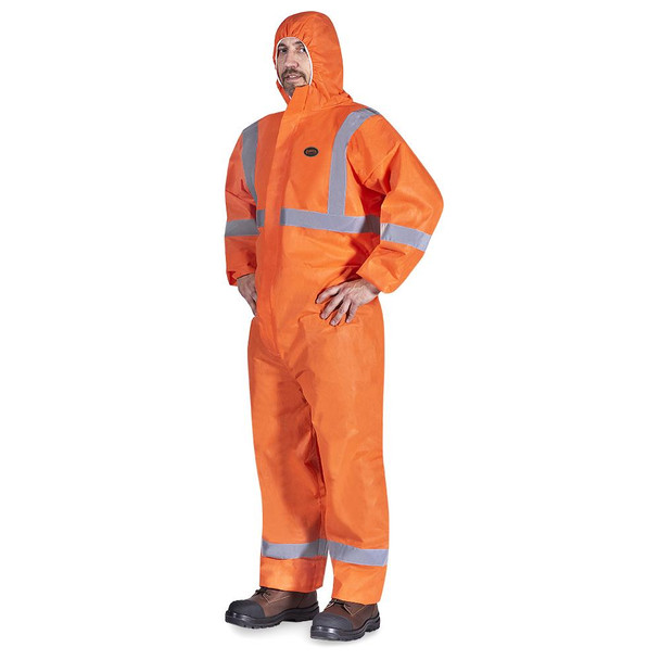 Hi-Vis SMS Disposable Coveralls with Reflective Tape | Pioneer 2077 | All Safety