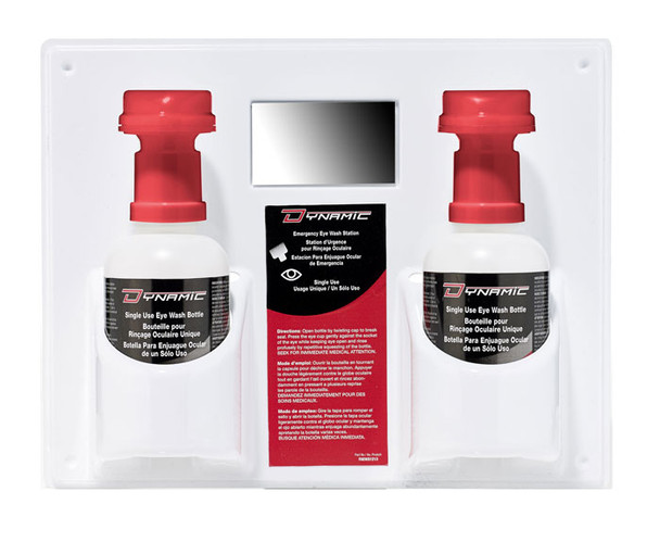 Double Eye Wash Station with Panel | 500 ml Bottles | Dynamic FAEWS1213F   Safety Supplies Canada