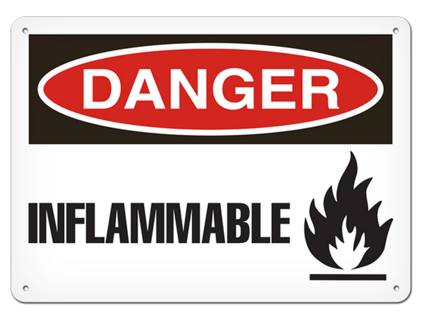 OSHA Safety Sign | Danger Inflammable | INCOM SSF1026V, SSF1026A, SSF1026P, SCF1026V, SCF1026A, SCF1026P, SAF1026V, SAF1026P