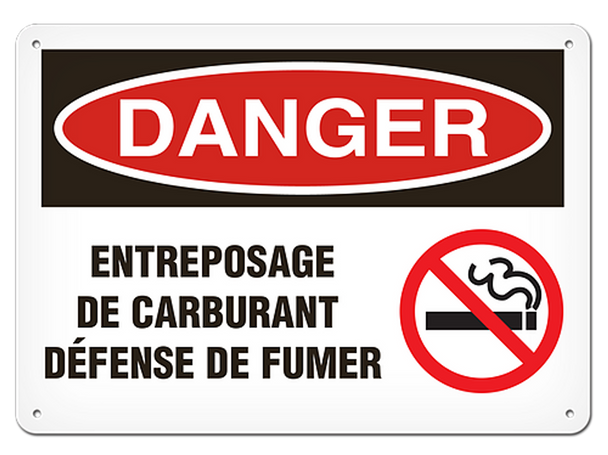OSHA Safety Sign | Danger Stockage De Carburnat | INCOM SSF1070V, SSF1070A, SSF1070P, SCF1070V, SCF1070A, SCF1070P, SAF1070V, SAF1070P
