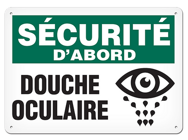 OSHA Safety Sign | Securite D'abord Douche Oculaire SSF5004V, SSF5004A, SSF5004P, SCF5004V, SCF5004A, SCF5004P, SAF5004V, SAF5004P