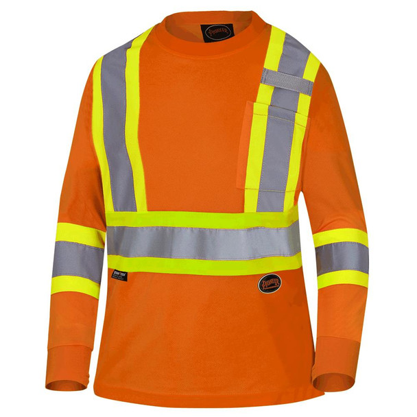 Hi-Viz Polyester Bird's Eye Women's Safety Long-Sleeve T-shirt | Pioneer 6968/6969 | All Safety