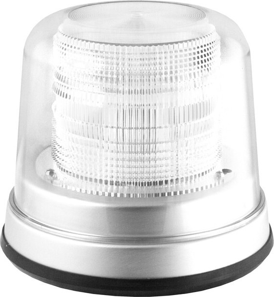 White High Profile Fleet LED Beacon Permanent Mount - Dome: Clear, Lens: Clear 200A-12V-C   