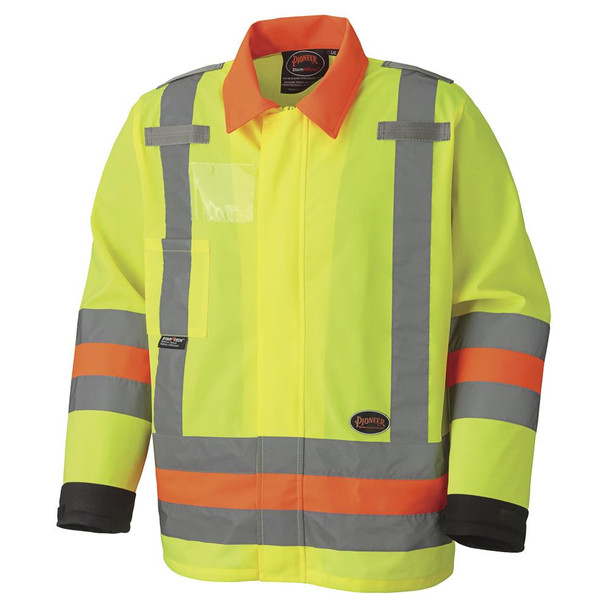 Quebec Hi-Viz Breathable Traffic Safety Jacket - Tricot Poly - MTQ Approved | Pioneer 6007 | All Safety