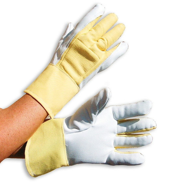 IMPACTO Anti-Slash 100% Kevlar Air Glove with Soft Pearl Leather Cover - Full Finger Style BG790-40