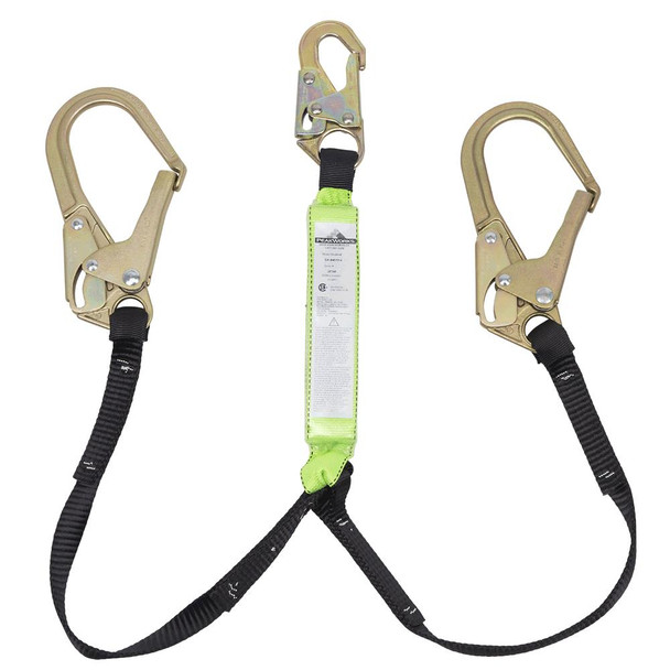 Shock Absorbing Lanyard - SP - Twin Leg - Snap & Form Hooks - 200 - 350 Lb Capacity SA-64022