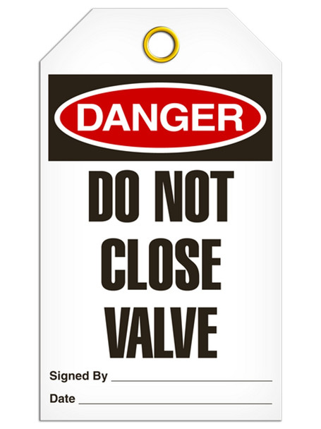 Danger - Do Not Close Valve Safety Tag | Pack of 25 | Incom Signs | All Safety