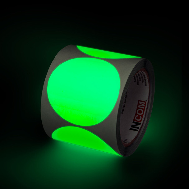 3" Glow-In-The-Dark Circles 100 Per roll | Pack of 16 | Incom Signs | All Safety