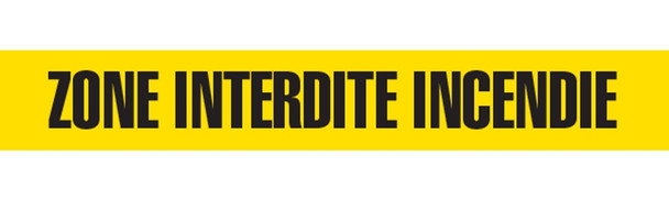ZONE INTERDITE INCENDIE Yellow Barricade Tape - Contractor Grade (Pack of 12 Rolls) | Income Signs | All Safety