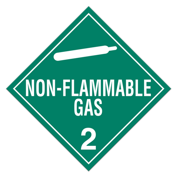 Class 2.2 NON-FLAMMABLE GASES DOT Worded Hazmat Placards | Pack of 100 | Incom Signs | All Safety