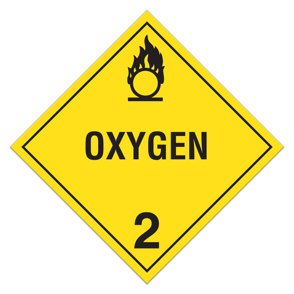 Class 2 "Oxygen 2" Sign (Pack of 100 pcs) | Incom Signs | All Safety