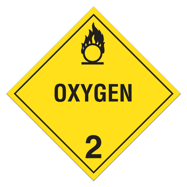 Class 2 "Oxygen 2" Sign (Pack of 100 pcs) TA232