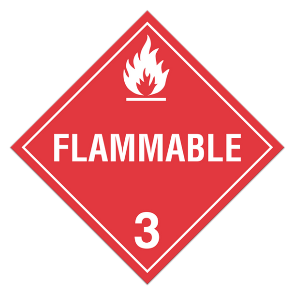 Class 3 "Flammable 3" Sign (Pack of 100 pcs) TA300