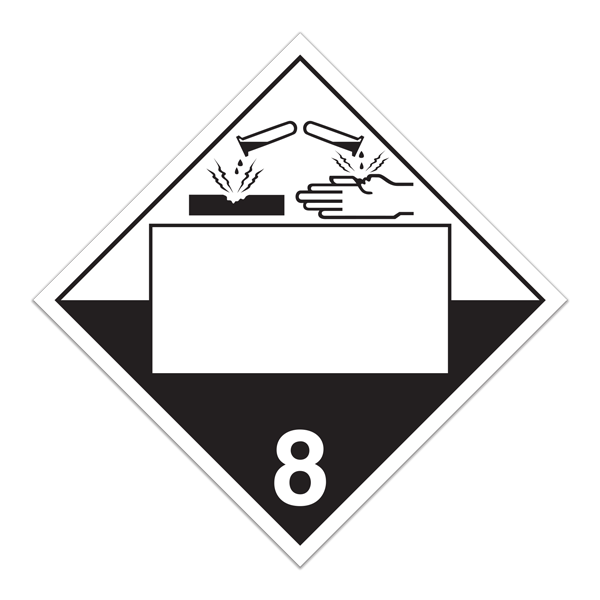 Class 8 Corrosive Blank Un Pin Box International Placards (Pack Of 100 Pcs) | Incom Signs | All Safety