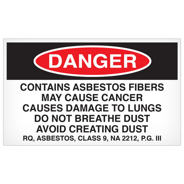 DANGER Contains Asbestos Fibers - 5"x3" Label - 500/roll AB5003
