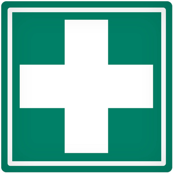 Green/White Cross Vehicle Safety & Emergency Equipment Adhesive Indoor/Outdoor Decals (4 in x 4 in) 25 /package | Incom Signs | All Safety