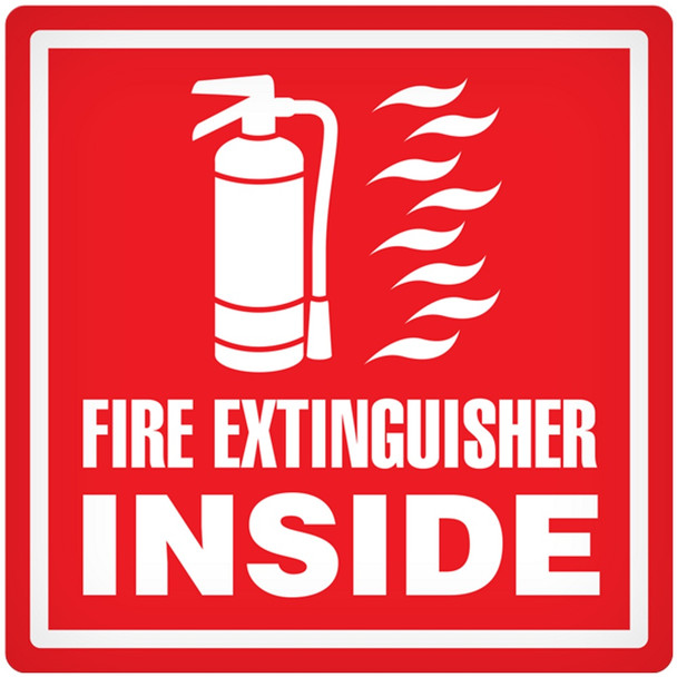 Red/White FIRE EXTINGUISHER INSIDE Vehicle Safety & Emergency Equipment Adhesive Indoor/Outdoor Decals (4 in x 4 in) 25 /package | Incom Signs | All Safety