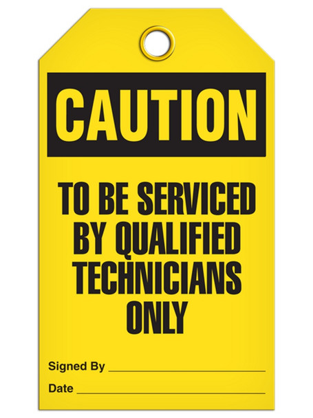 Caution - To Be Serviced By Qualified Technicians Only Tag | Pack of 25 | Incom Signs | All Safety