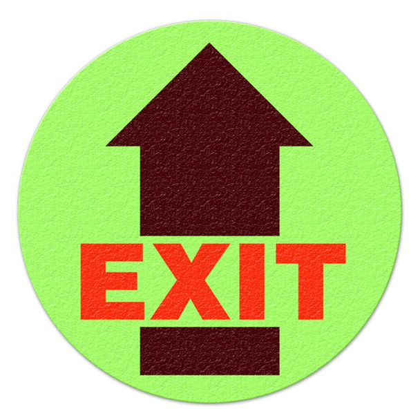 EXIT (NO Border with Arrow) Glow-in-the-Dark Textured Anti-Slip Grip - Floor Sign | Incom Signs | All Safety