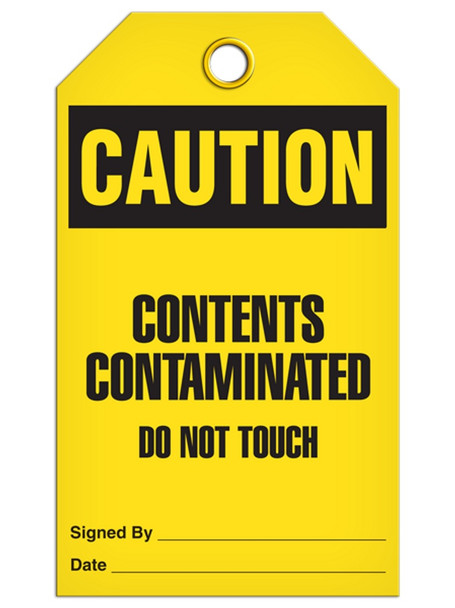 Caution - Contents Contaminated Do Not Touch Tag | Pack of 25 | Incom Signs | All Safety