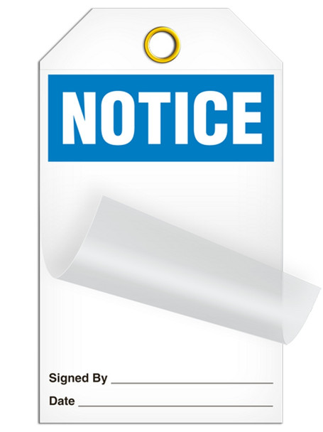 Self Laminating Tag - NOTICE - 24/pkg | Incom Signs | All Safety