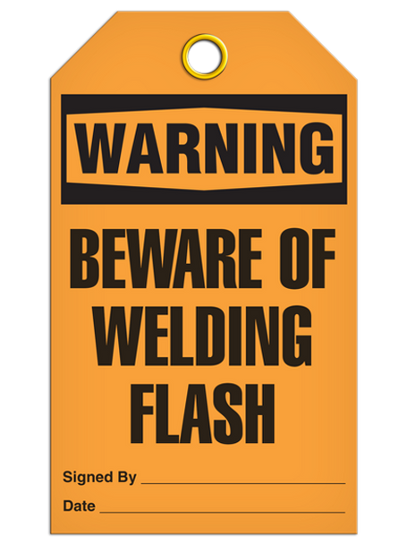 Warning - Beware of Welding Flash Tag - 25/pkg TG4048