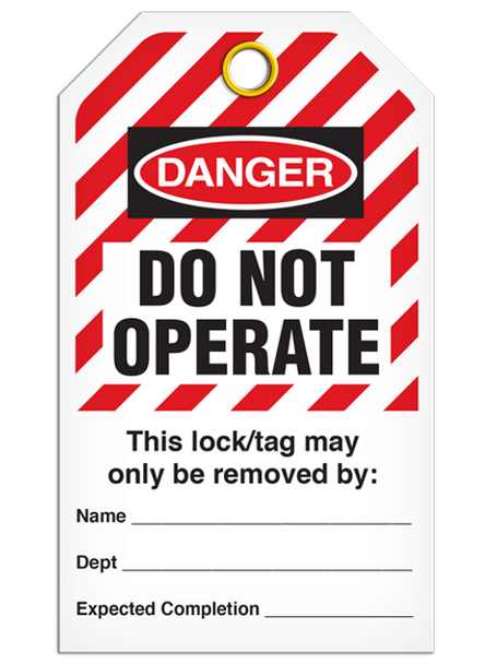 Lockout "Do Not Operate", Hazard Striped Tag - 25/pkg TG6025
