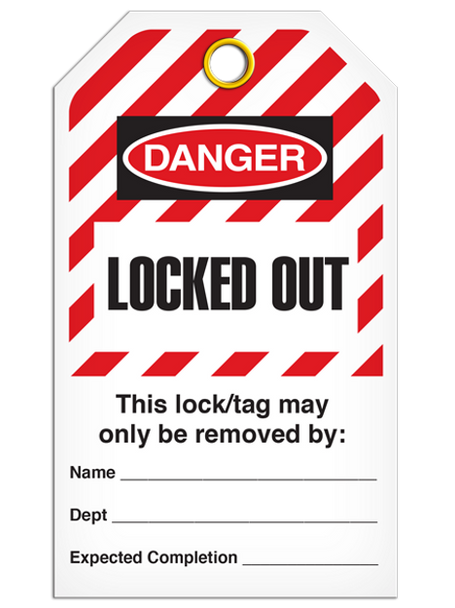 LOTO DANGER LOCKED OUT DuraPly™ Safety Tag (25/pkg) | Incom Signs | All Safety